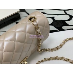Replica Chanel Quilted Mini Classic Flap CF Bag 20cm in Iridescent Lambskin Beige 2