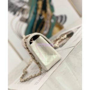 Replica Chanel Quilted Mini Classic Flap CF Bag 20cm in Iridescent Lambskin White 2