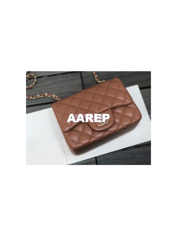 Replica Chanel Mini Classic Flap CF Bag 17cm in Lambskin Brown 3