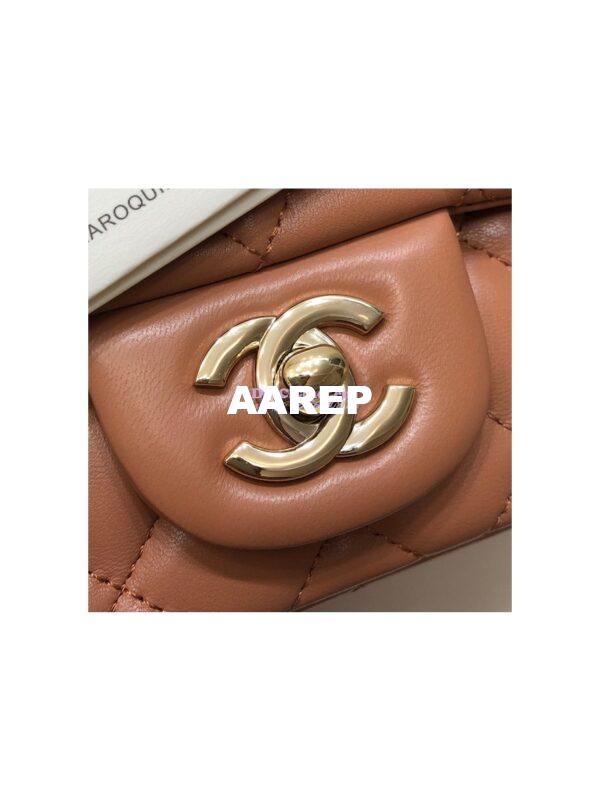Replica Chanel Mini Classic Flap CF Bag 17cm in Lambskin Brown 5