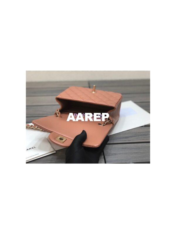 Replica Chanel Mini Classic Flap CF Bag 17cm in Lambskin Brown 9