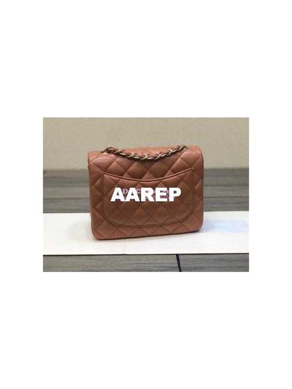 Replica Chanel Mini Classic Flap CF Bag 17cm in Lambskin Brown 13