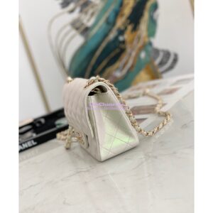 Replica Chanel Mini Classic Flap CF Bag 17cm in Iridescent Lambskin White 2