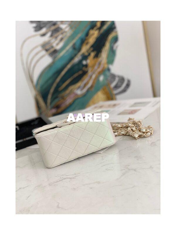 Replica Chanel Mini Classic Flap CF Bag 17cm in Iridescent Lambskin White 7