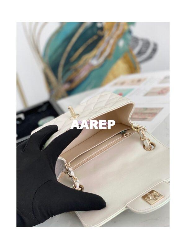 Replica Chanel Mini Classic Flap CF Bag 17cm in Iridescent Lambskin White 9
