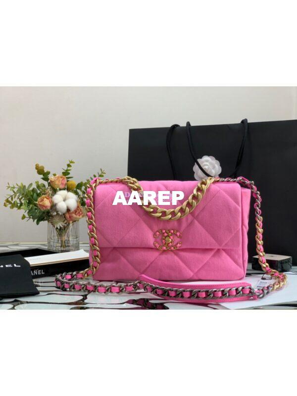 Replica Chanel 19 Flap Bag AS1160 AS1161 Denim Pink 10