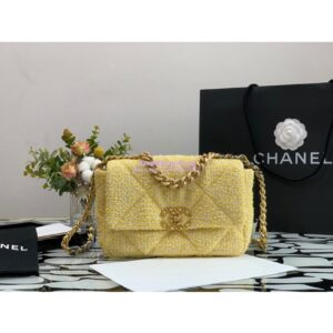 Replica Chanel 19 Flap Bag AS1160 AS1161 Tweed Yellow