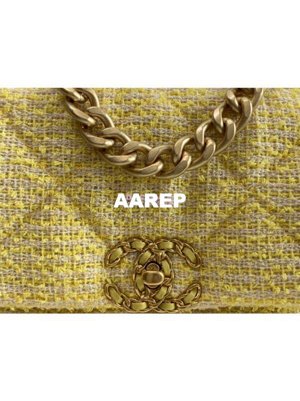 Replica Chanel 19 Flap Bag AS1160 AS1161 Tweed Yellow 3