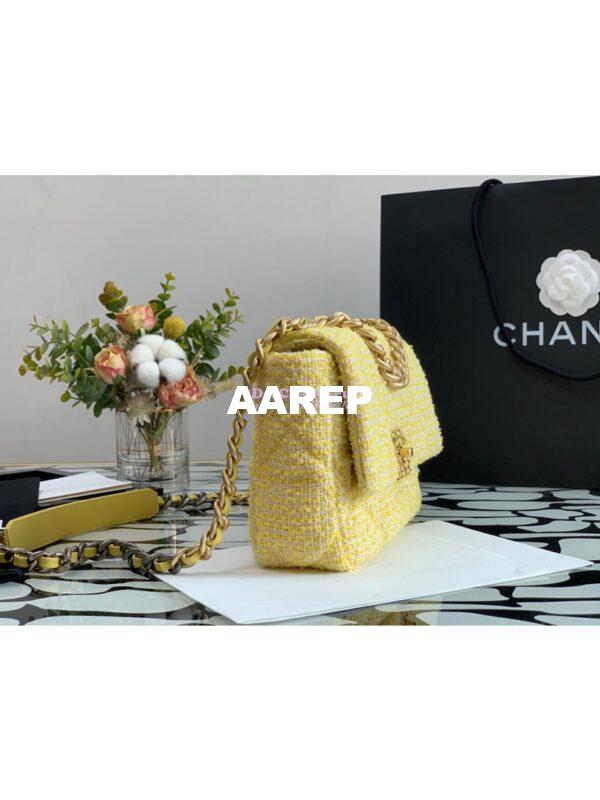 Replica Chanel 19 Flap Bag AS1160 AS1161 Tweed Yellow 4