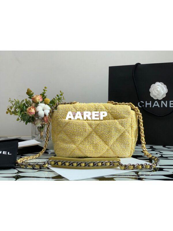 Replica Chanel 19 Flap Bag AS1160 AS1161 Tweed Yellow 5