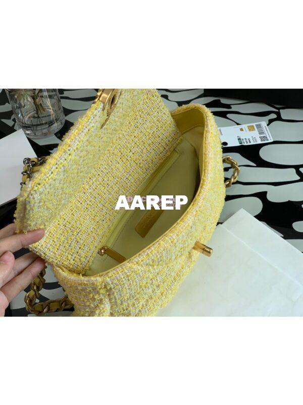 Replica Chanel 19 Flap Bag AS1160 AS1161 Tweed Yellow 7