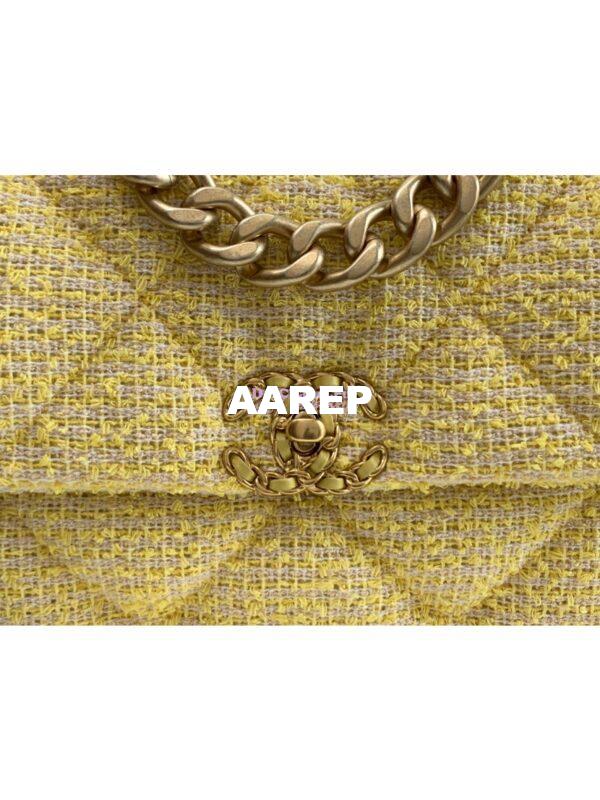 Replica Chanel 19 Flap Bag AS1160 AS1161 Tweed Yellow 10