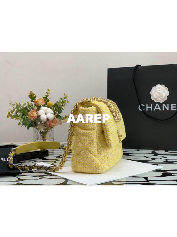 Replica Chanel 19 Flap Bag AS1160 AS1161 Tweed Yellow 11