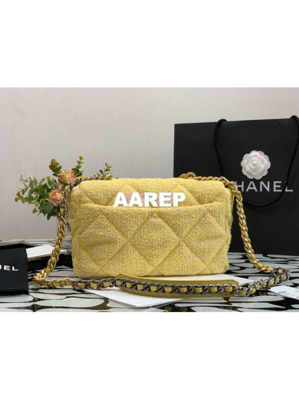 Replica Chanel 19 Flap Bag AS1160 AS1161 Tweed Yellow 13