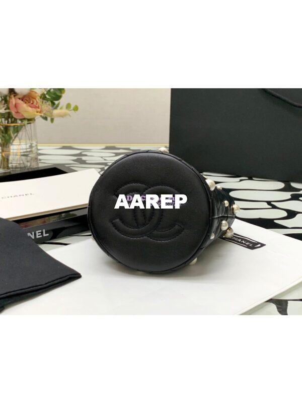 Replica Chanel Lambskin Mini Drawstring Bag AS2518 Black 7