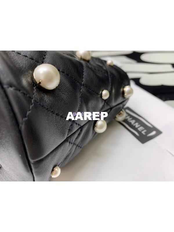 Replica Chanel Lambskin Mini Drawstring Bag AS2518 Black 8