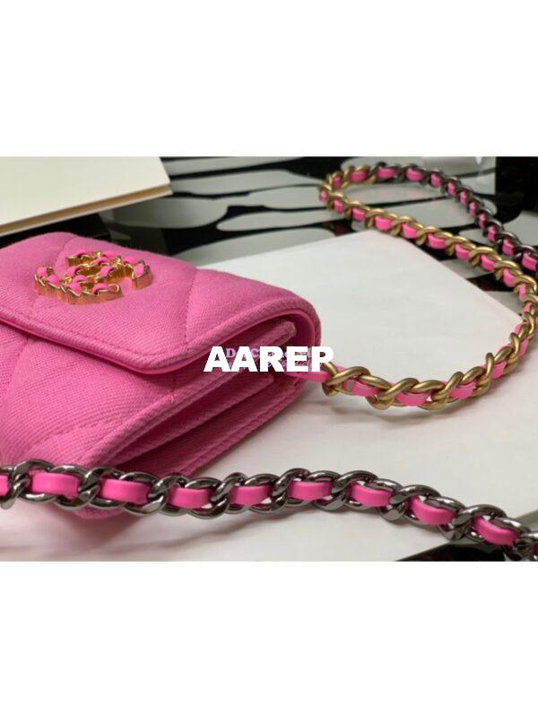 Replica Chanel 19 Flap Coin Purse With Chain AP1787 in Pink Denim 6