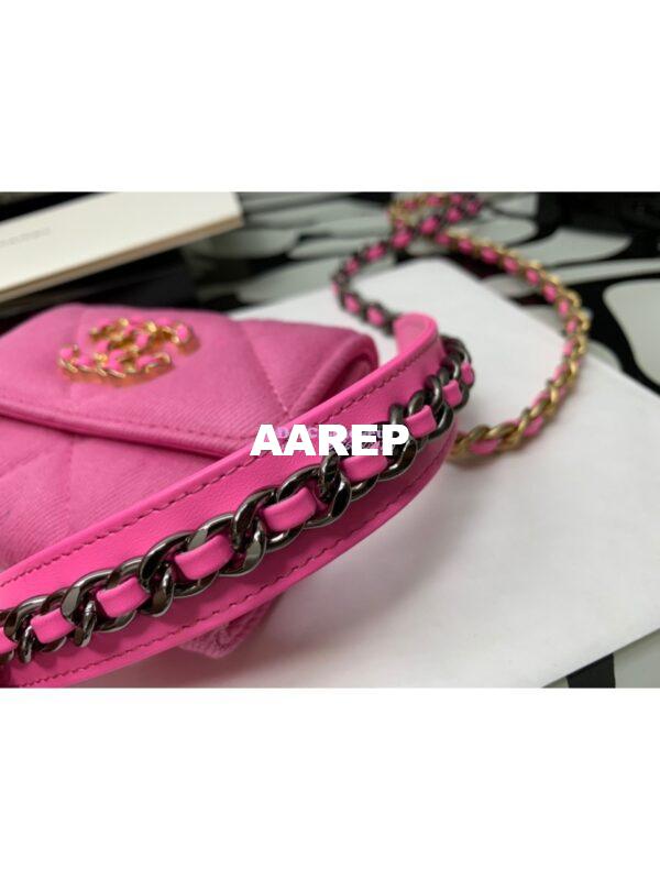 Replica Chanel 19 Flap Coin Purse With Chain AP1787 in Pink Denim 7