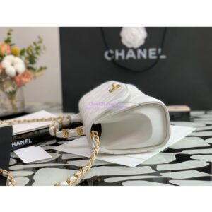 Replica Chanel Small Flap Crumpled Lambskin Bag With CC Wrapped Top Handle AS2478 White 2