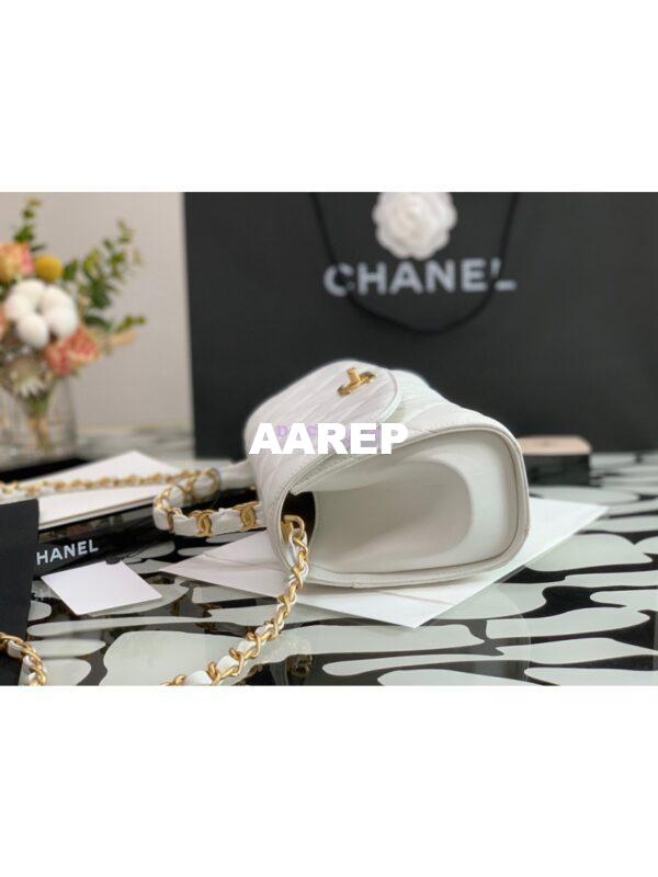 Replica Chanel Small Flap Crumpled Lambskin Bag With CC Wrapped Top Handle AS2478 White 4