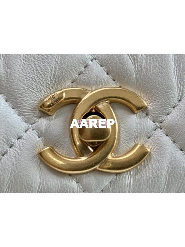 Replica Chanel Small Flap Crumpled Lambskin Bag With CC Wrapped Top Handle AS2478 White 5
