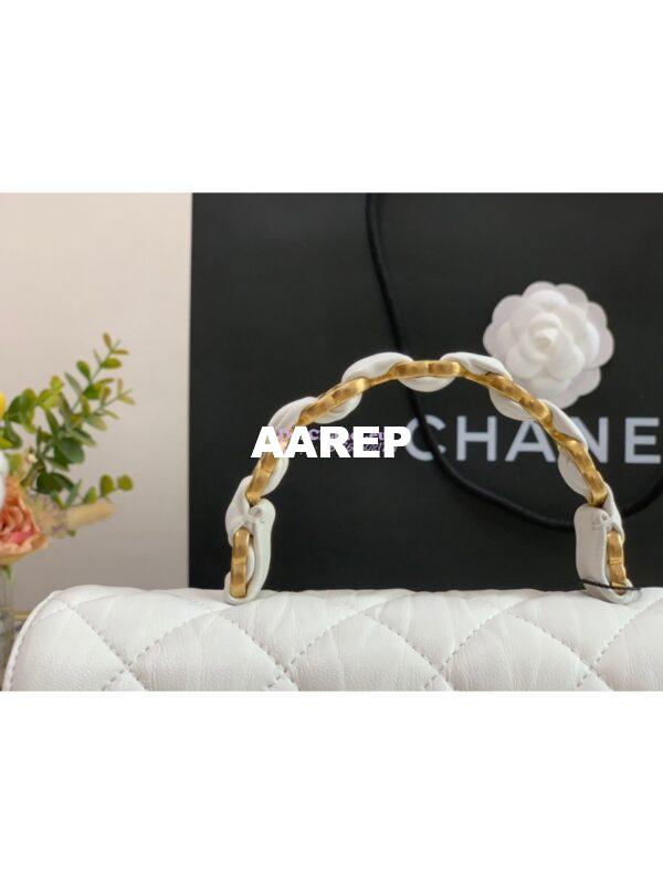 Replica Chanel Small Flap Crumpled Lambskin Bag With CC Wrapped Top Handle AS2478 White 6