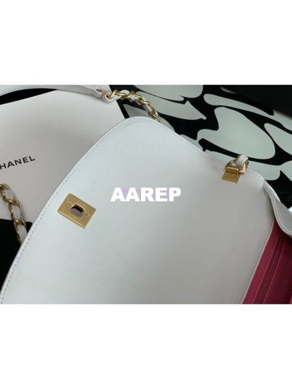 Replica Chanel Small Flap Crumpled Lambskin Bag With CC Wrapped Top Handle AS2478 White 8