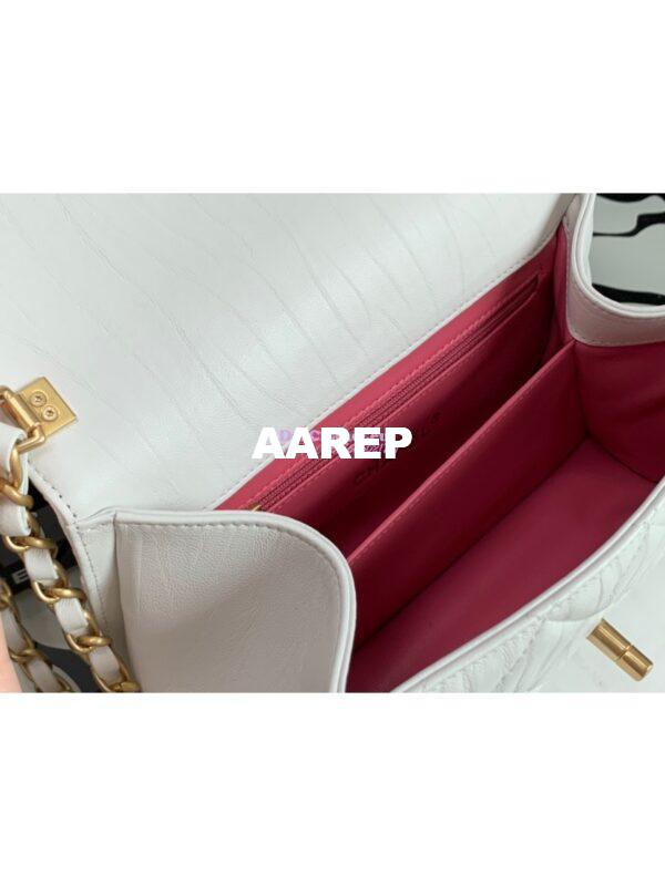 Replica Chanel Small Flap Crumpled Lambskin Bag With CC Wrapped Top Handle AS2478 White 10