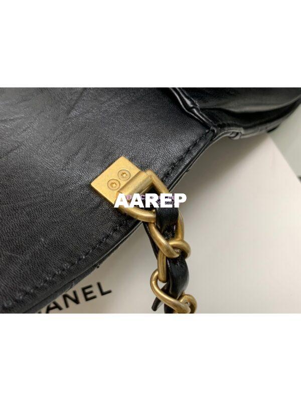 Replica Chanel Small Flap Crumpled Lambskin Bag With CC Wrapped Top Handle AS2478 Black 8