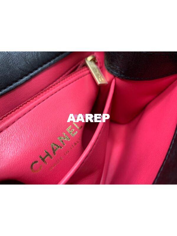 Replica Chanel Small Flap Crumpled Lambskin Bag With CC Wrapped Top Handle AS2478 Black 10