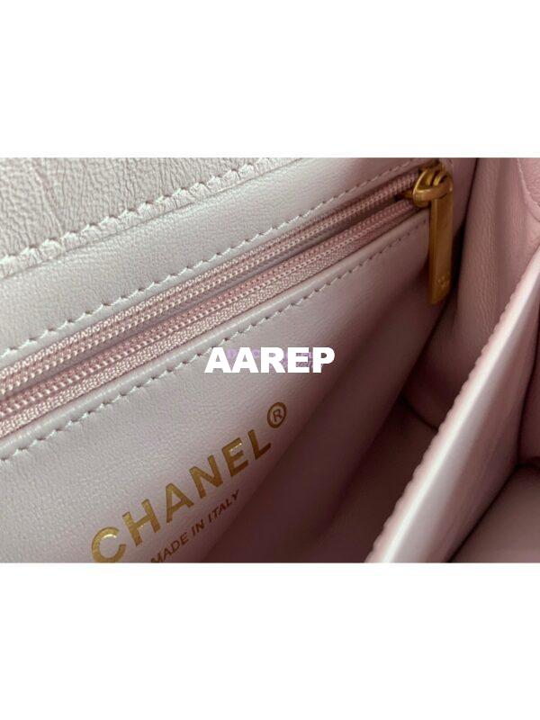 Replica Chanel Small Flap Crumpled Lambskin Bag With CC Wrapped Top Handle AS2478 Light Pink 9