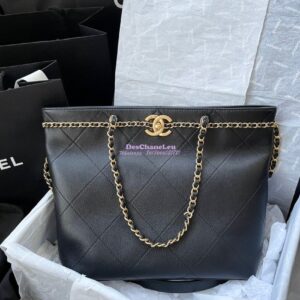 Replica Chanel Small Shopping Bag Calfskin AS2374 Black