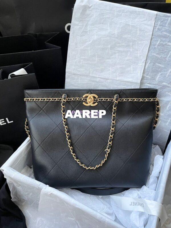 Replica Chanel Small Shopping Bag Calfskin AS2374 Black