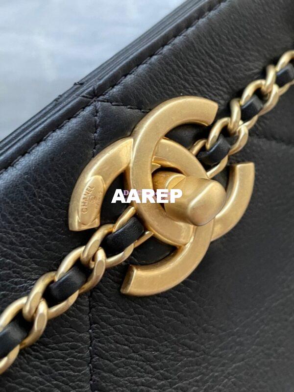Replica Chanel Small Shopping Bag Calfskin AS2374 Black 3