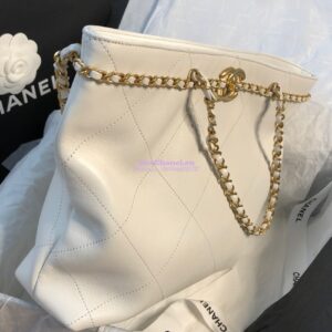 Replica Chanel Small Shopping Bag Calfskin AS2374 White 2