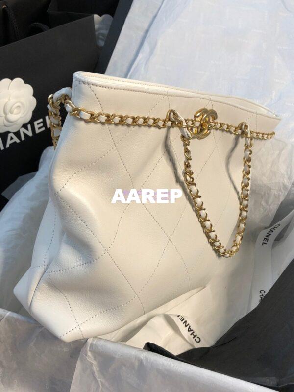Replica Chanel Small Shopping Bag Calfskin AS2374 White 2