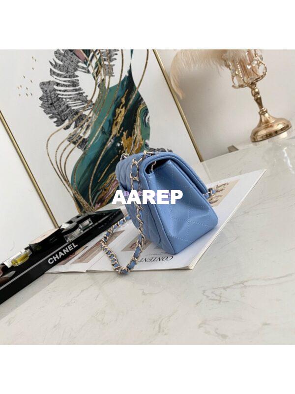 Replica Chanel Mini Classic Flap CF Bag 17cm in Lambskin Sky Blue 5
