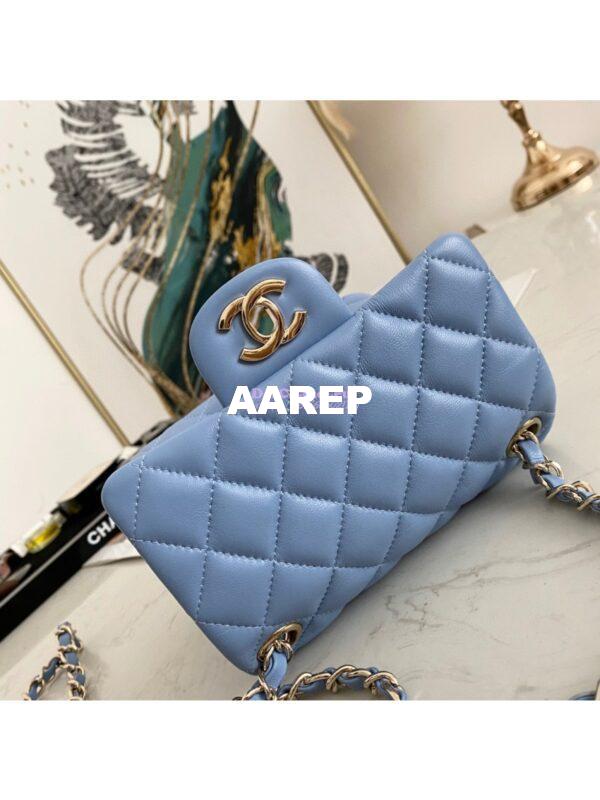 Replica Chanel Mini Classic Flap CF Bag 17cm in Lambskin Sky Blue 6