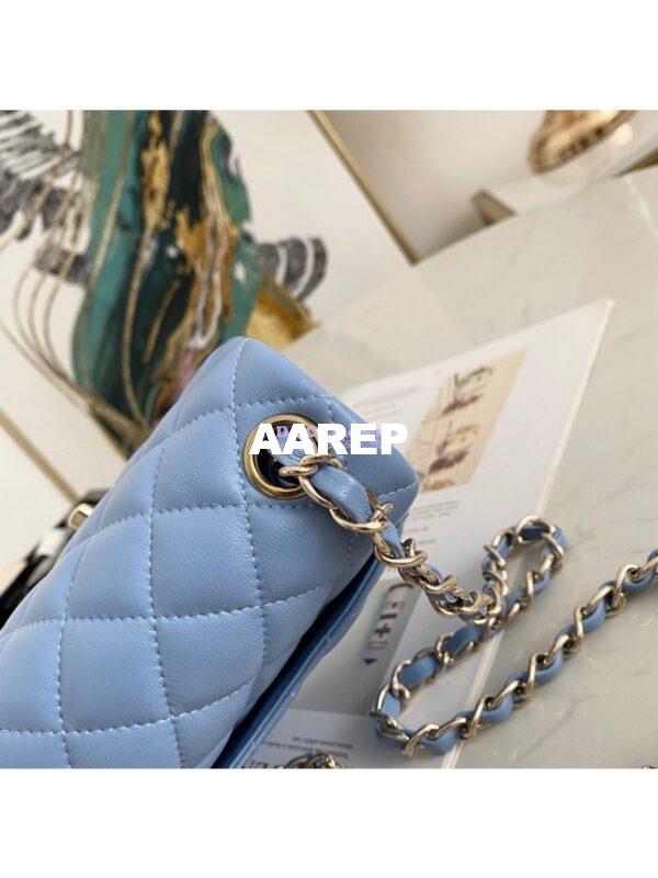 Replica Chanel Mini Classic Flap CF Bag 17cm in Lambskin Sky Blue 8