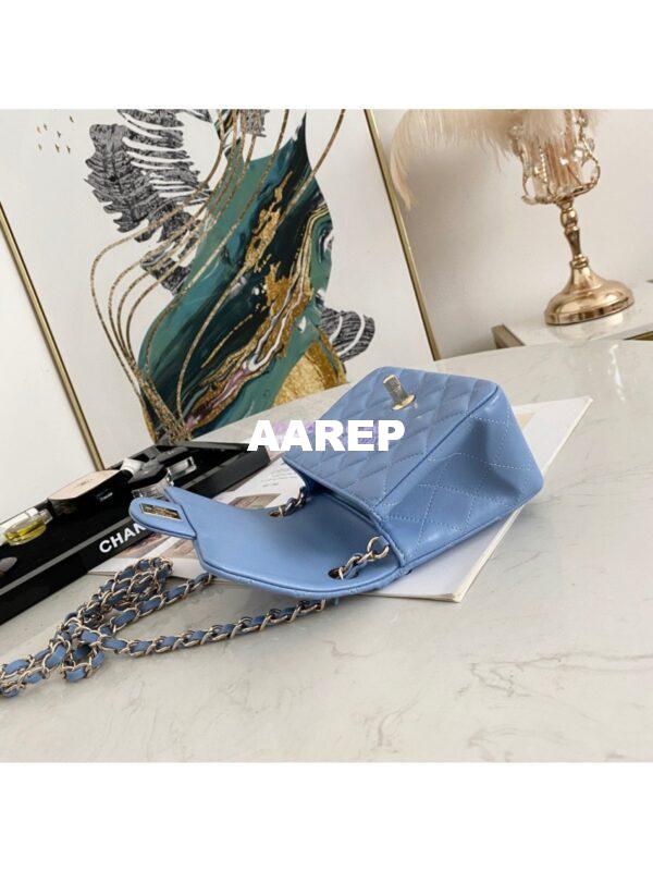 Replica Chanel Mini Classic Flap CF Bag 17cm in Lambskin Sky Blue 9