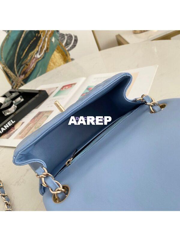 Replica Chanel Mini Classic Flap CF Bag 17cm in Lambskin Sky Blue 10