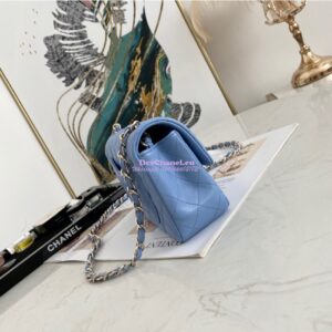 Replica Chanel Quilted Mini Classic Flap CF Bag 20cm in Lambskin Sky Blue 2