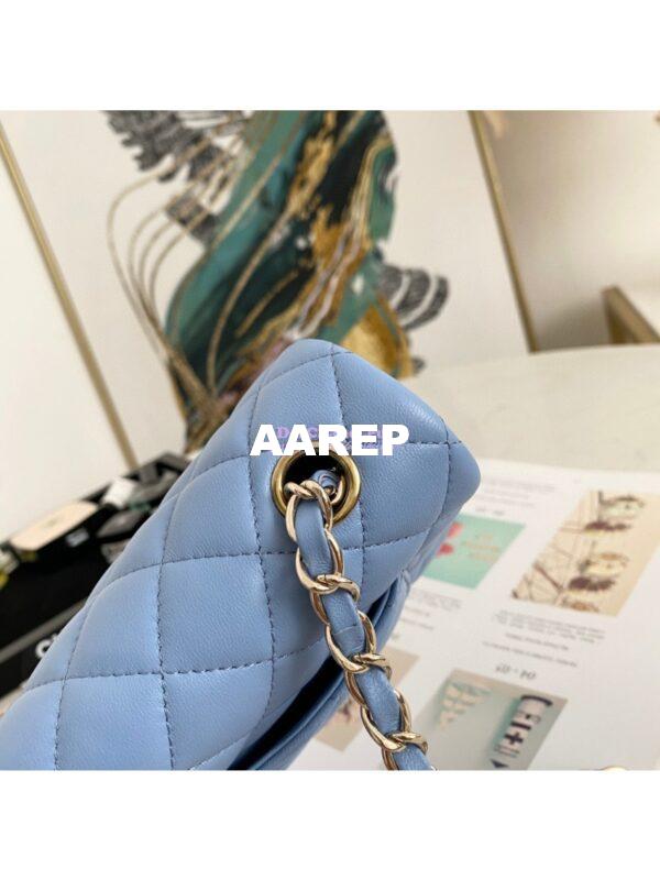 Replica Chanel Quilted Mini Classic Flap CF Bag 20cm in Lambskin Sky Blue 6