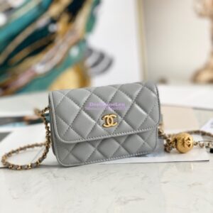Replica Chanel Lambskin Chain Clutch With Charm AP1628 Grey