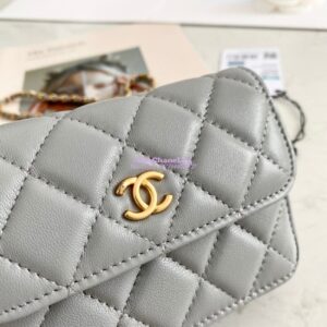 Replica Chanel Lambskin Chain Clutch With Charm AP1628 Grey 2