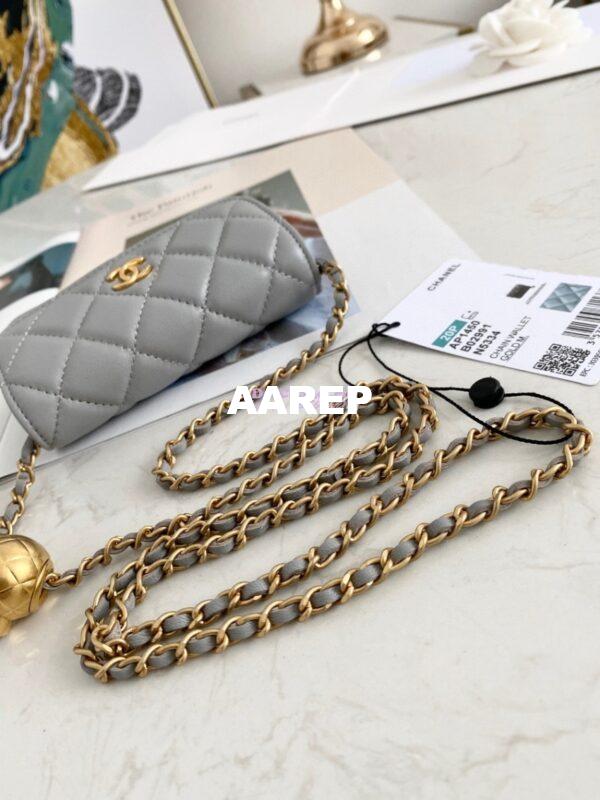 Replica Chanel Lambskin Chain Clutch With Charm AP1628 Grey 6