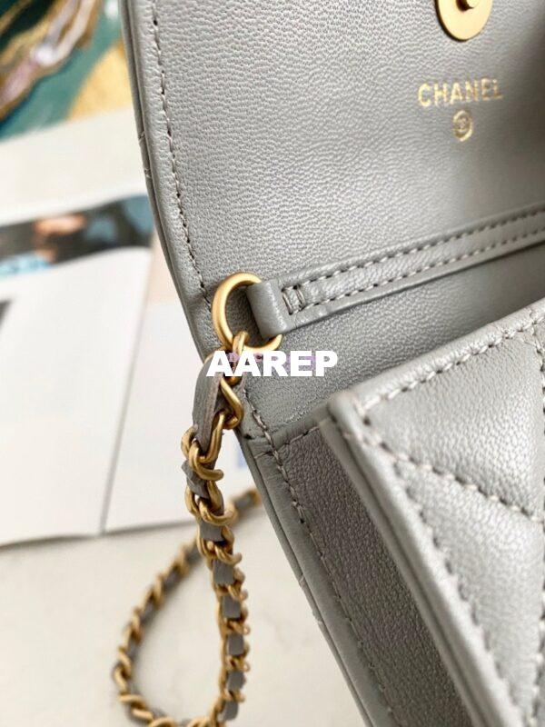 Replica Chanel Lambskin Chain Clutch With Charm AP1628 Grey 8
