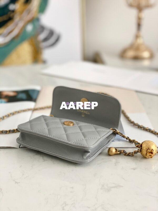 Replica Chanel Lambskin Chain Clutch With Charm AP1628 Grey 9