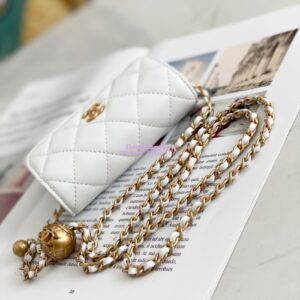 Replica Chanel Lambskin Chain Clutch With Charm AP1628 White 2