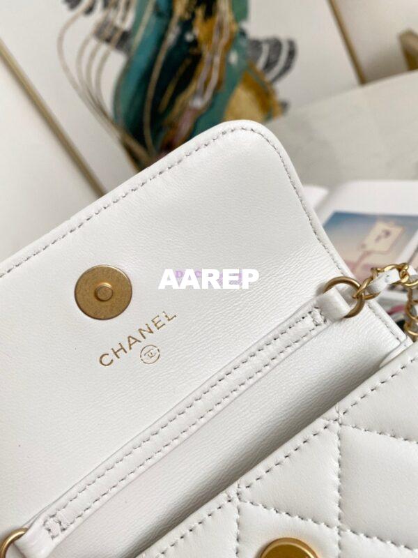 Replica Chanel Lambskin Chain Clutch With Charm AP1628 White 9